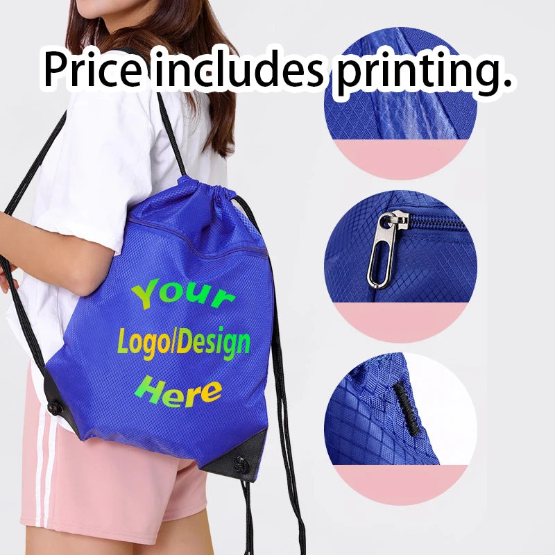Drawstring Backpack Sports Bag Zipper