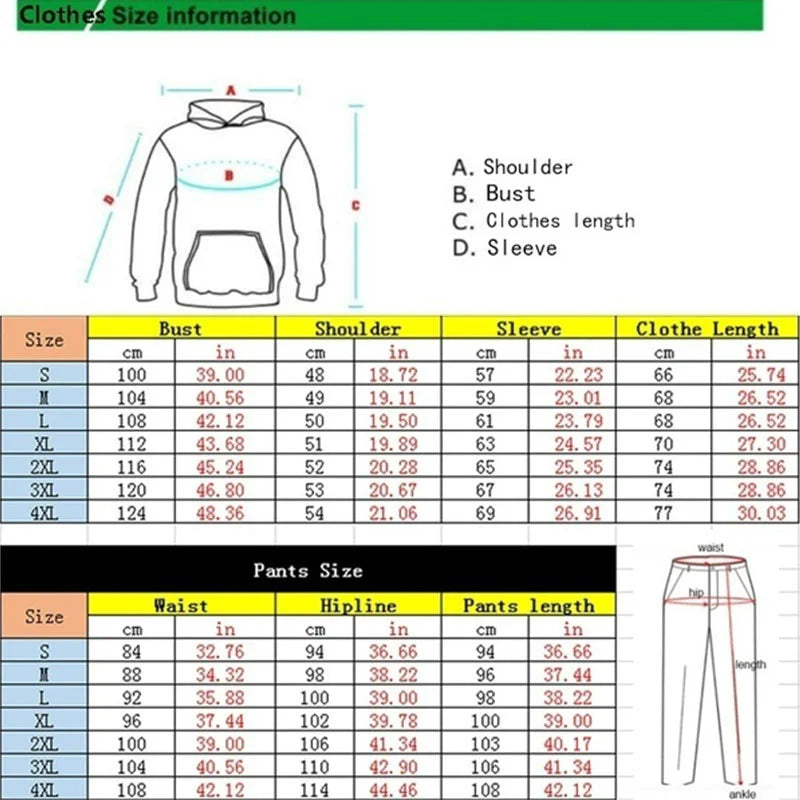 New Autumn Winter Tracksuits Men Women Hoodie+ Pants Jogging Suit 2pcs Casual Pullover Sportswear