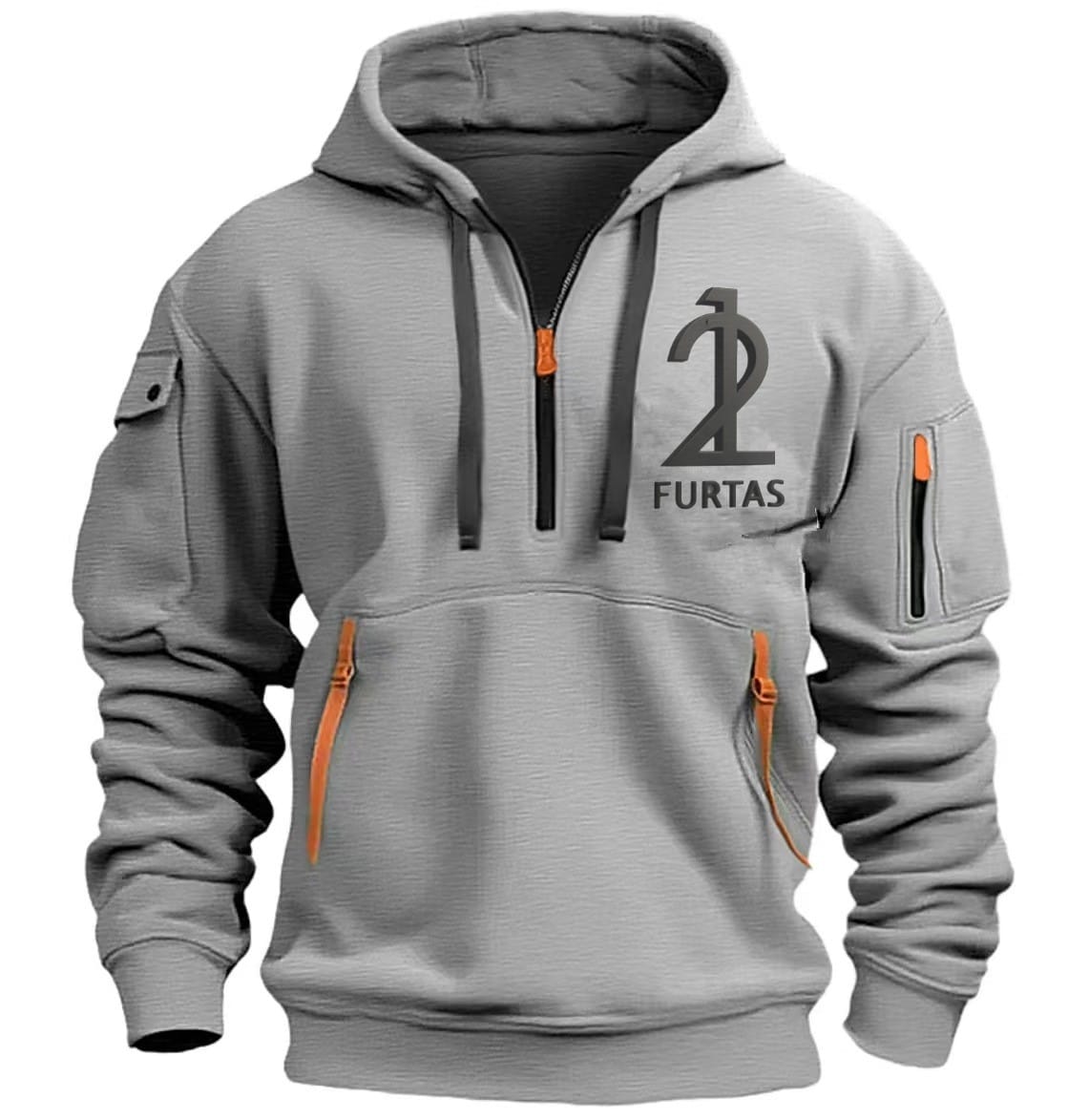 Men Leisure Sport Multi Zipper Arm Pocket Loose Sweatshirts Women Fashion Hoody Jacket Pullover