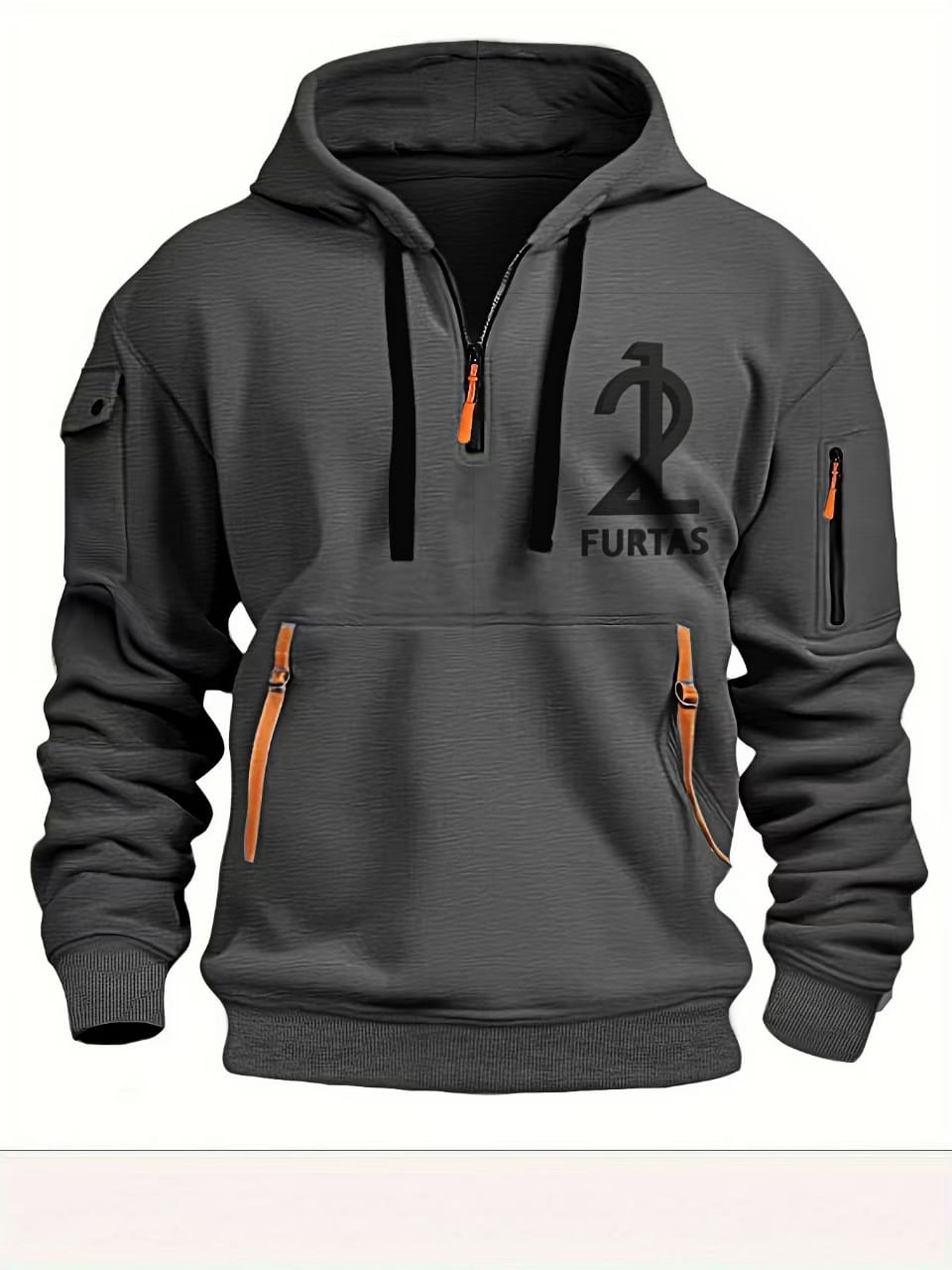 Men Leisure Sport Multi Zipper Arm Pocket Loose Sweatshirts Women Fashion Hoody Jacket Pullover