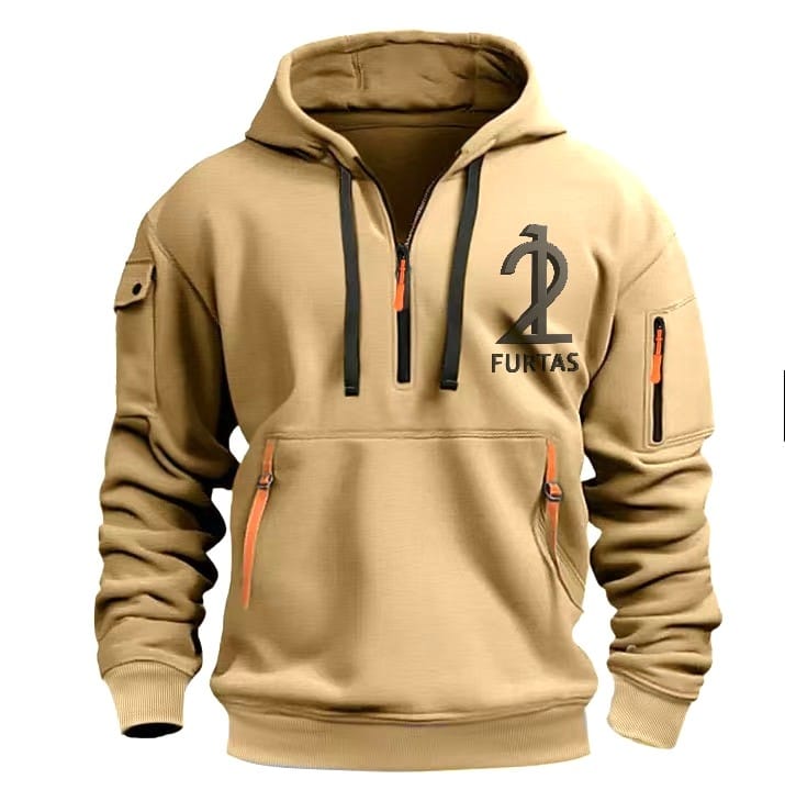 Men Leisure Sport Multi Zipper Arm Pocket Loose Sweatshirts Women Fashion Hoody Jacket Pullover