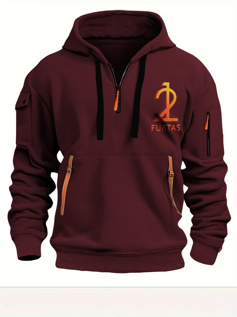 Men Leisure Sport Multi Zipper Arm Pocket Loose Sweatshirts Women Fashion Hoody Jacket Pullover